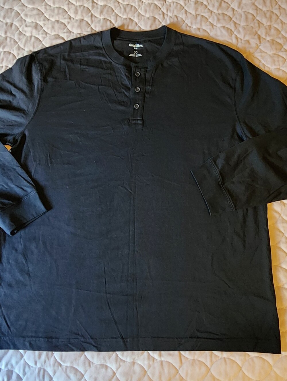Goodfellow & Co Black Long-Sleeve Henley Top